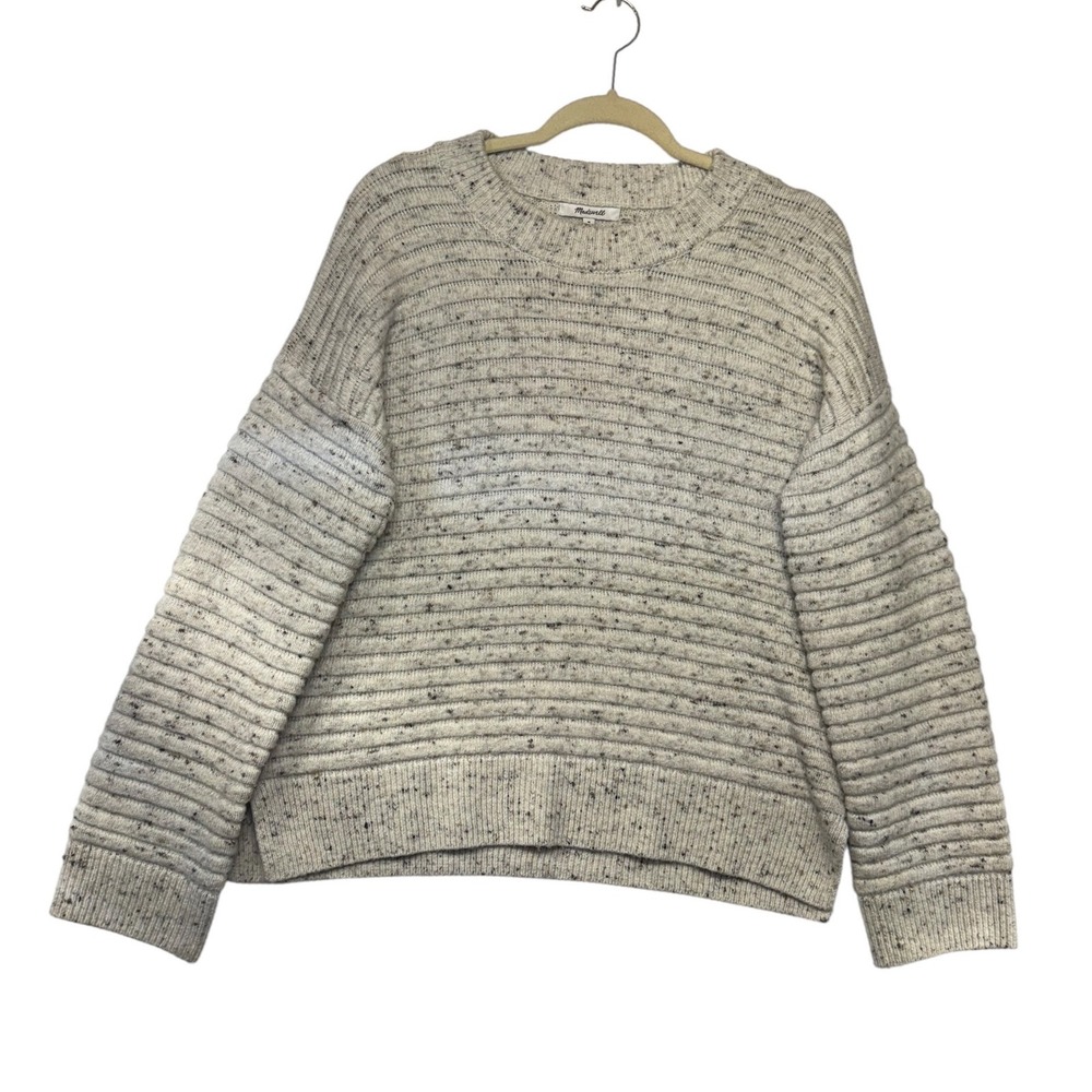 Madewell Womens Oatmeal Donegal Ribbed Knit Crewneck Pullover Sweater Sz Medium